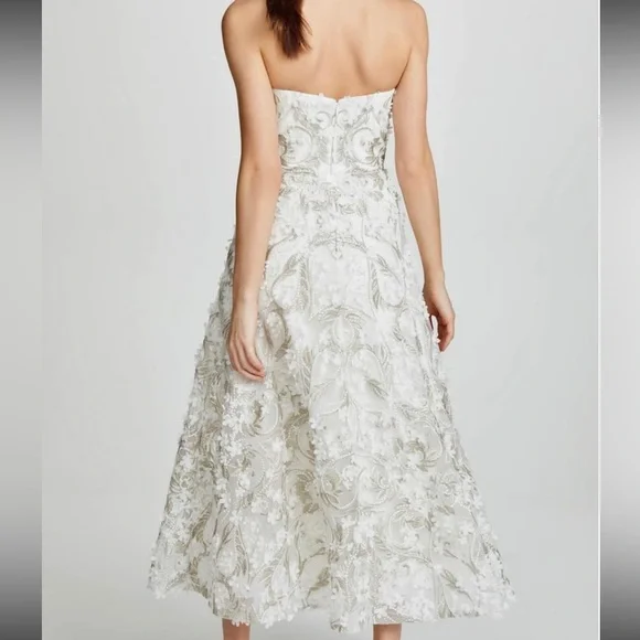 Marchesa Notte Anthropologie BHLDN Arabella White Flower Appliqué Wedding Dress - Picture 5 of 7